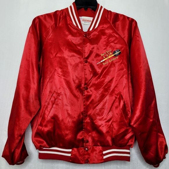 Vintage 1991 Dart Tech & NTS Omaha Nebraska Hartwell Satin Jacket Size Large - Picture 2 of 12